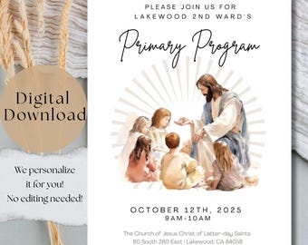 Invitación al programa de la Primaria SUD: Invitación personalizada imprimible (descarga digital)