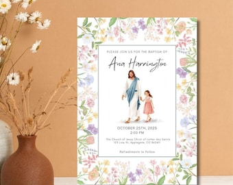 LDS Girl Baptism Invitation - Editable | LDS Canva Template | Digital Download