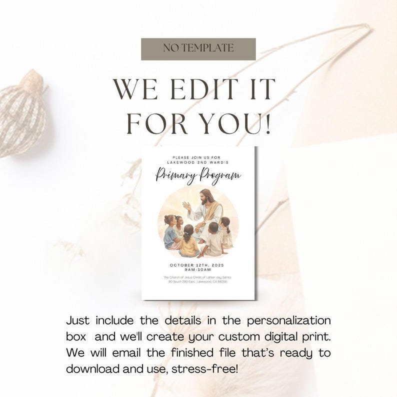 LDS Primary Program Invitation: Printable Personalized Invite (digital ...