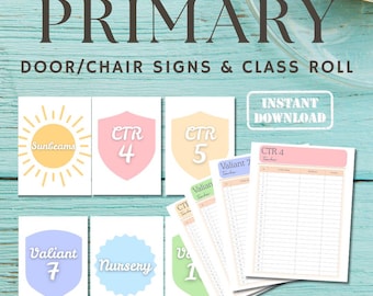 LDS Primary Classroom Decor: Door Signs & Class Roll (Digital Download)
