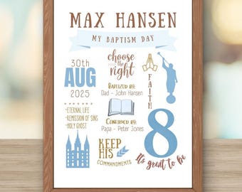 Arte imprimible del metro para el bautismo de los Santos de los Últimos Días / Plantilla de Etsy / Descarga digital / Póster del bautismo de un niño