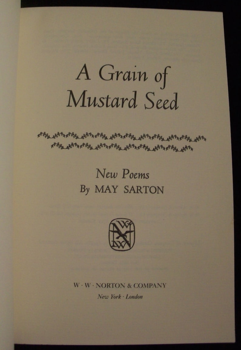 Recueil de poèmes de May Sarton A Grain of Mustard Seed Broché des années 1970 image 2