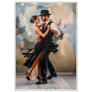 Tango Couple Canvas Art – Romantic Couple Dance Lover Wall Decor for Office, Bedroom, Living Room – Ready to Hang Stretched & Framed Print