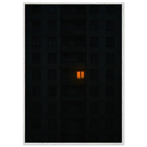 Lone Light Apartment Wall Art - Dark Minimalist Night Poster - Glowing Window poster- Ready to Hang Canvas for Home, Office, Gym & Workspace