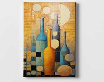 Abstract Wine Bottles Canvas Print | Modern Bar Wall Art
