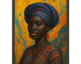 Afrocentric Wall Art, Vibrant Black Woman Headwrap Canvas, African American Art, Home Decor