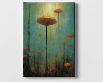 Mushroom Forest Canvas Art – Enchanted Fantasy Wall Decor