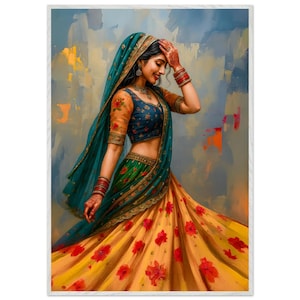 Vibrant Rajasthani Indian Woman Wall Art – Colorful Rajasthani Dance Canvas Print Traditional Ethnic Home Decor, Office Decor– Ready to Hang