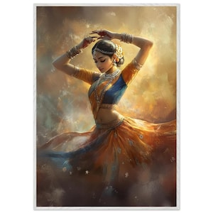 Elegant Indian Dancer Wall Art – Colorful Indian Woman Dancing Painting for Home, Office, Bedroom & Living Room Decor –  Canvas or Poster