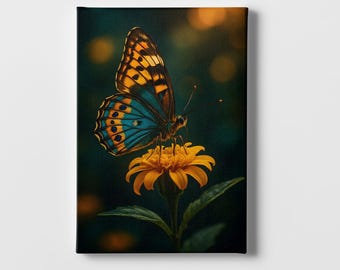 Canvasprint vlinder – Botanische illustratie, op de natuur geïnspireerde muurkunst