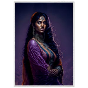 Elegant Indian Woman Portrait – Royal South Asian Wall Art for Home, Office, Bedroom, Living Room– Stretched Canvas, Framed & Poster Prints