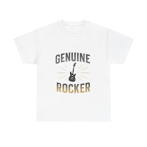 Genuine Rocker T-Shirt – Vintage Rock Tee for Music Lovers, Unisex Heavy Cotton Shirt, Gift for Guitarists & Rock Fans