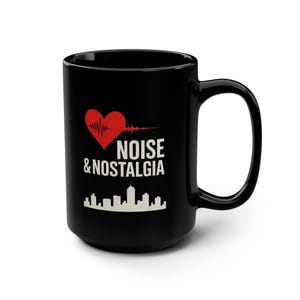 Black Coffee Mug with Heartbeat Design: Gift for Music Lovers