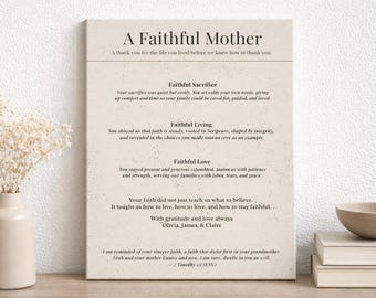 A Faithful Mother Poem Canvas