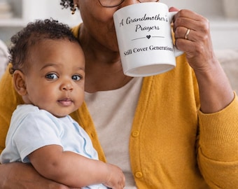 Grandmother Prayer Mug | Prayers Cover Generations | Christian Faith Gift