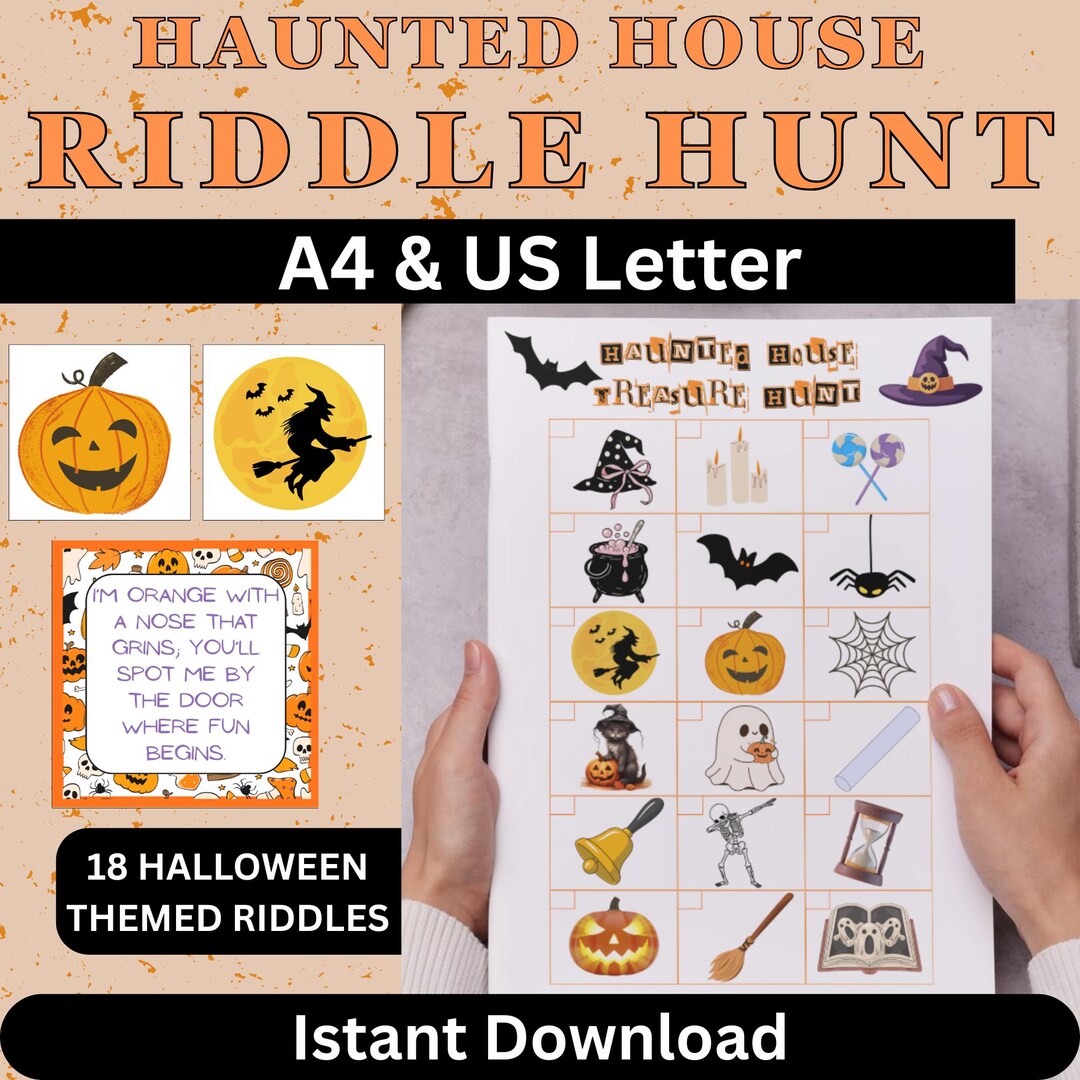 Haunted House Treasure Hunt, Halloween Game for Kids, Printable ...