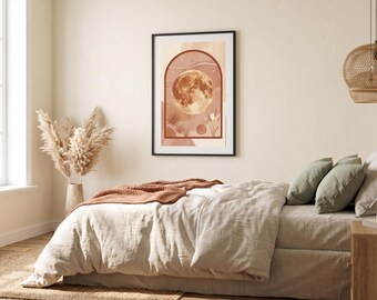 Boho Moon Arch Print | Celestial Wall Art | Terracotta Cream | 5x7 to A4 Print Pack | Instant Download