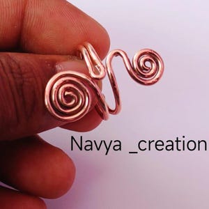 Handmade Copper Spiral Ring – Adjustable Healing Energy Ring – Boho Wire Wrap Ring for Women & Men by Navya_Creation