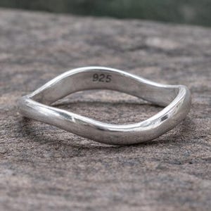 Sterling Silver Wave Ring: Dainty Stacking Band, Surfer Jewelry