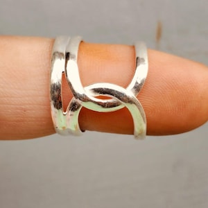 925 Sterling Silver Crossover Ring | Open Band Statement Ring |  Double Band Ring | Handmade Minimalist Jewelry | Gift for Her