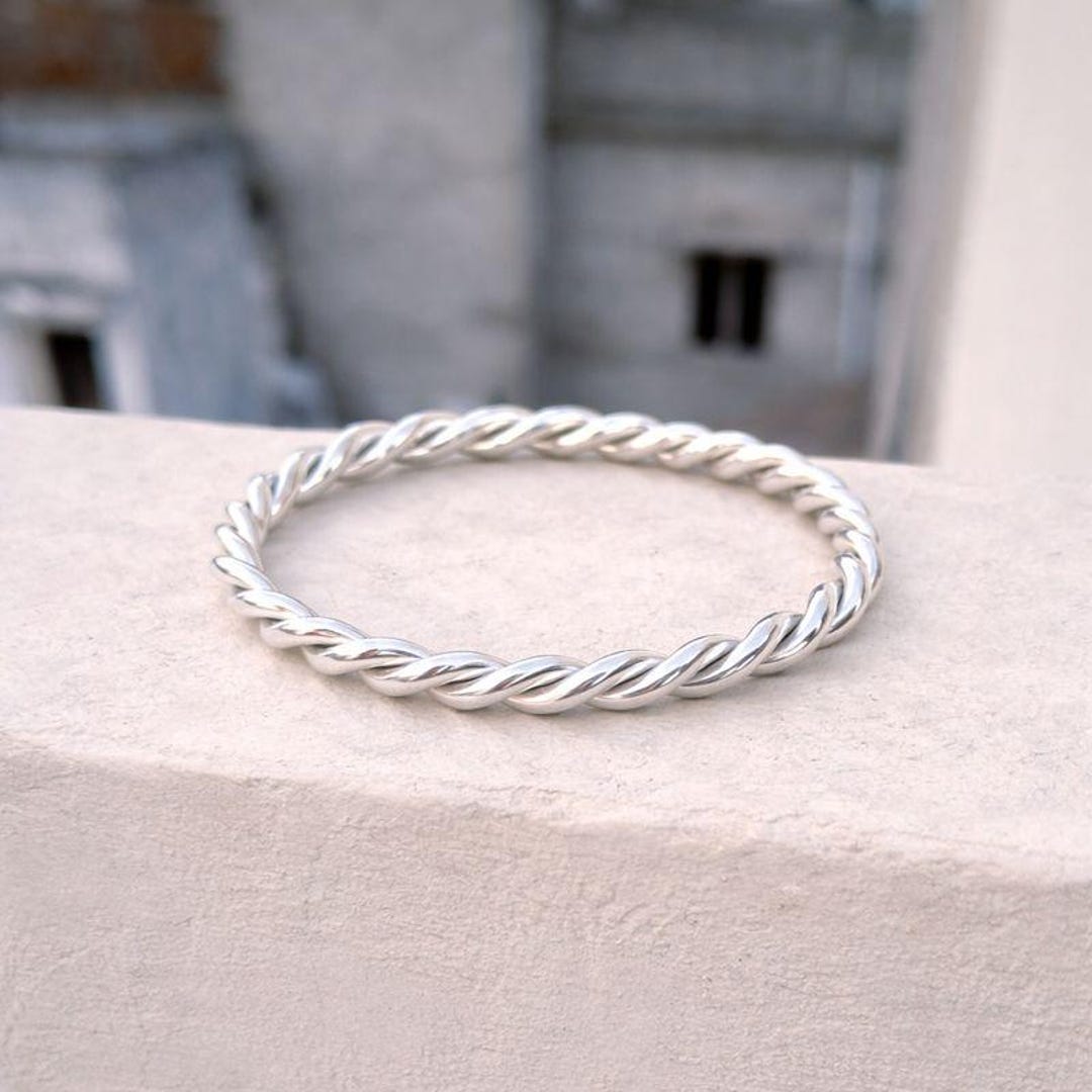 Solid Silver Bangle Bracelet – Twisted Silver Bangles, Elegant