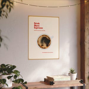 Espresso Poster, Coffee Art Print, Kitchen Wall Decor, Caffeine Lover Gift, Cute Coffee Sign, Home Barista Decoration