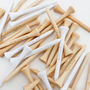 Personalized Golf Tees, Wooden Golf Tees, Custom Laser Engraved Golf Tees, Natural Wood or White