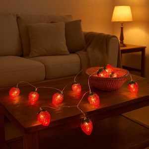 Strawberry Fairy String Lights: Whimsical Bedroom Garland - Battery Operated