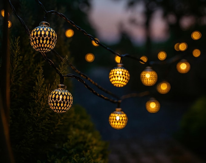 Moroccan Ball String Lights: Waterproof Decorative Lights for Garden or Patio