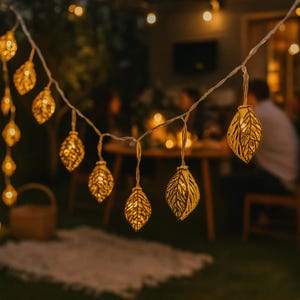 Leaf String Lights Warm White – 10/20 LED Fairy Lights Garland for Wedding, Bedroom, Christmas Tree, Party, Patio & Home Decor