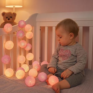 Cotton Ball Fairy Lights: Multicolor String Lights, Battery/Plug-Powered