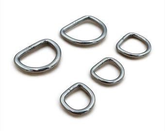 Silver Welded Metal D-Ring - Multiple Widths - 13mm, 16mm, 20mm, 25mm, 30mm, 40mm, 50mm