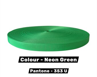 Cinta de tela verde neón - Anchos de 15 mm, 20 mm y 25 mm