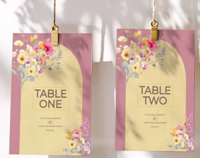 Wedding Table Number Display Template Design Download Digital File Format Canva Floral Design Wedding Decoration Table Setup Romantic Set