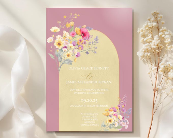 Wedding Invitation Customizable Editable Wedding Stationary Printable Template Modern Vintage Wedding Stationary Canva Instant Download