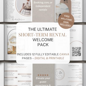 Short Term Rental Welcome Book Template Airbnb, VRBO and Vacation Rental Guide Editable Canva Welcome Packet Digital & Printable Host Binder