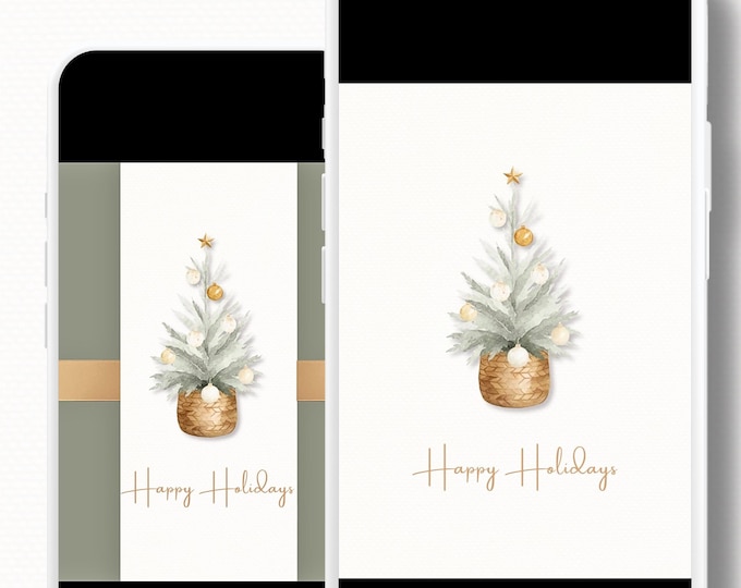 Animated Christmas Card with Family Newsletter  (Customizable Canva Template) – Happy Holidays Tree Music Digital Evite for Messaging