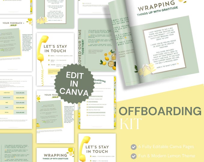Client Offboarding Template for Canva - Lemon-Themed Goodbye Packet - Editable Brand Handoff