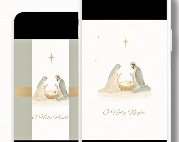 Nativity Scene Animated Christmas Card with Newsletter + Photo (Instant Download Canva Template) - Plays Music O Holy Night Holiday Greeting