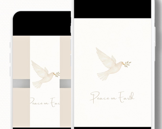 Peace on Earth Digital Christmas Card With Animated Gift Reveal & Family Newsletter - Dove Olive Branch Digital Holiday (Canva Template)