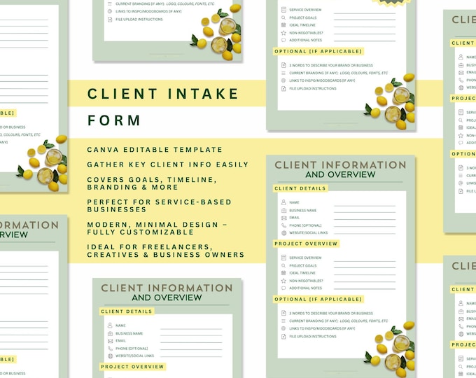 Client Oboarding Intake & Project Brief Template for Business Owners (Canva Editable)