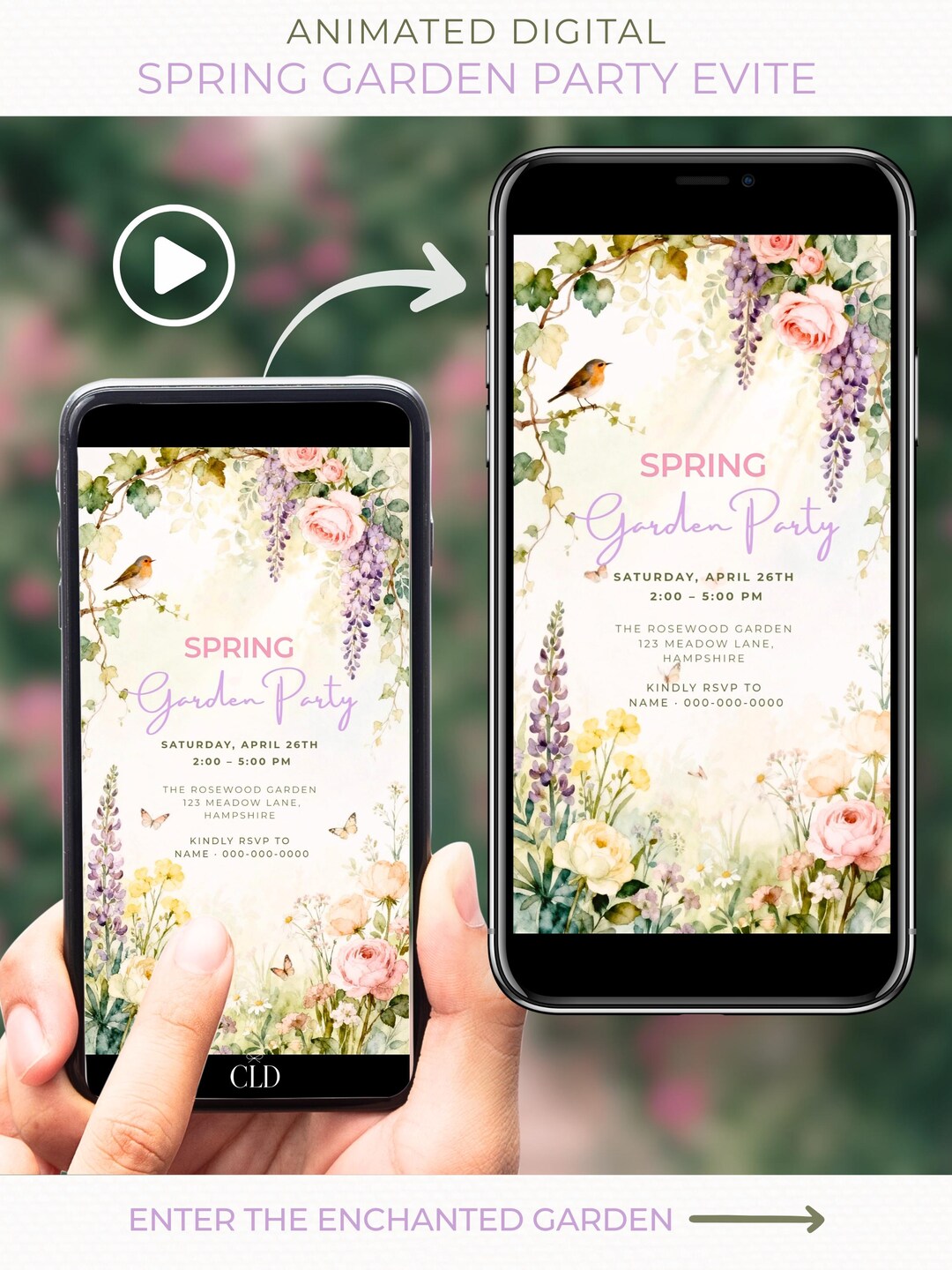 Animated Spring Garden Party Evite - Floral Brunch/lunch Celebration ...