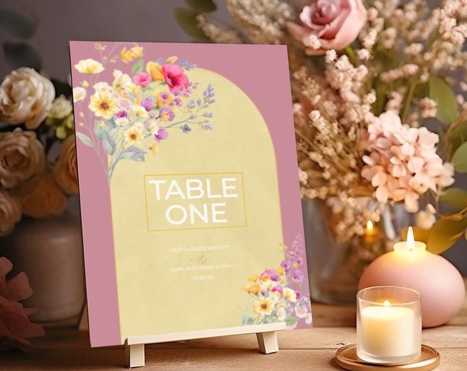 Romantic Wedding Reception Table Numbers Template Editable, Modern Vintage Garden Canva Wedding, Soft Floral Printable Wedding Stationary