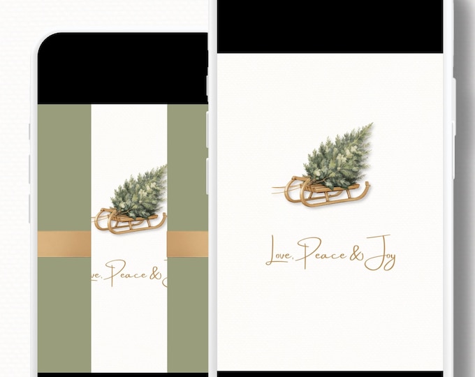 Animated Christmas Card - Digital Family Newsletter with Music (Instant Download Customizable Canva Template) Sled and Tree Holiday Evite