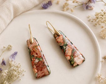 Jasper Dangle Earrings: Autumn Boho Natural Stone Healing Jewelry
