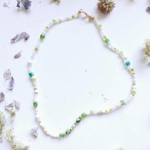 green beaded necklace freshwater pearl boho necklace seed beads choker glass beaded necklace emerald crystal necklace christmas gift for mom