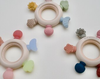 Round Silicone Teether: BPA-Free Sensory Ring, Beige