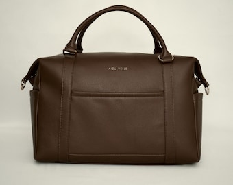 AIZU VELLE - Infantella Baby Changing Bag | Vegan Leather | Walnut