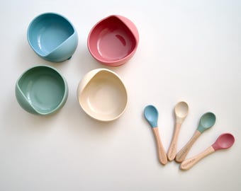 Bowl with Wooden Spoon | Baby + Toddler Feeding Set | Natural, Eco-Friendly, BPA-Free