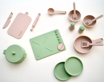 Silicone Kitchen Playset | Modern Minimalist Pretend Play Toy for Toddlers | Safe & Durable